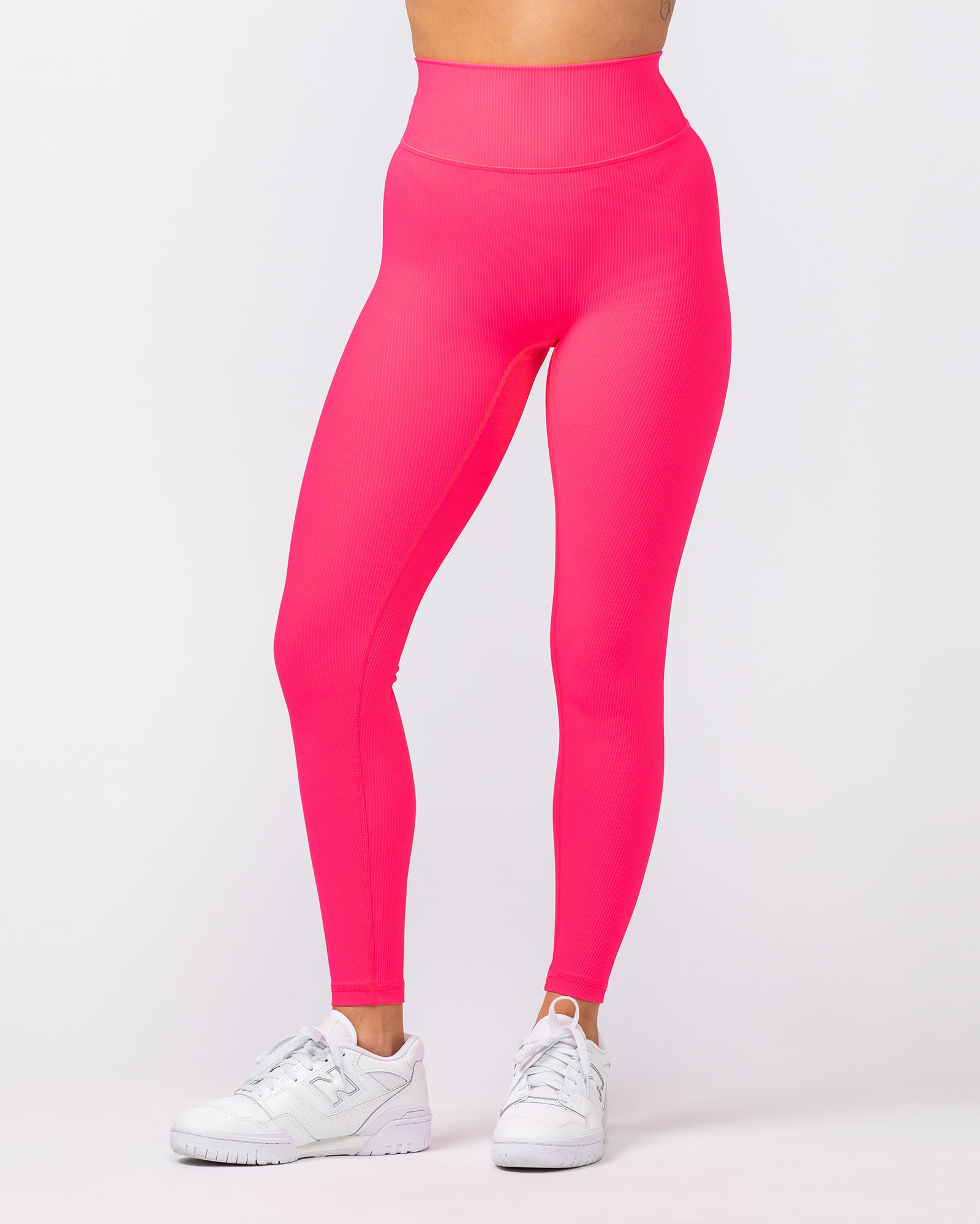 Zero Rise Rib Ankle Length Leggings - Neon Pink-Leggings-XXS-062420NEPNK-XXS-MNAPPRL31641-2-Muscle Nation