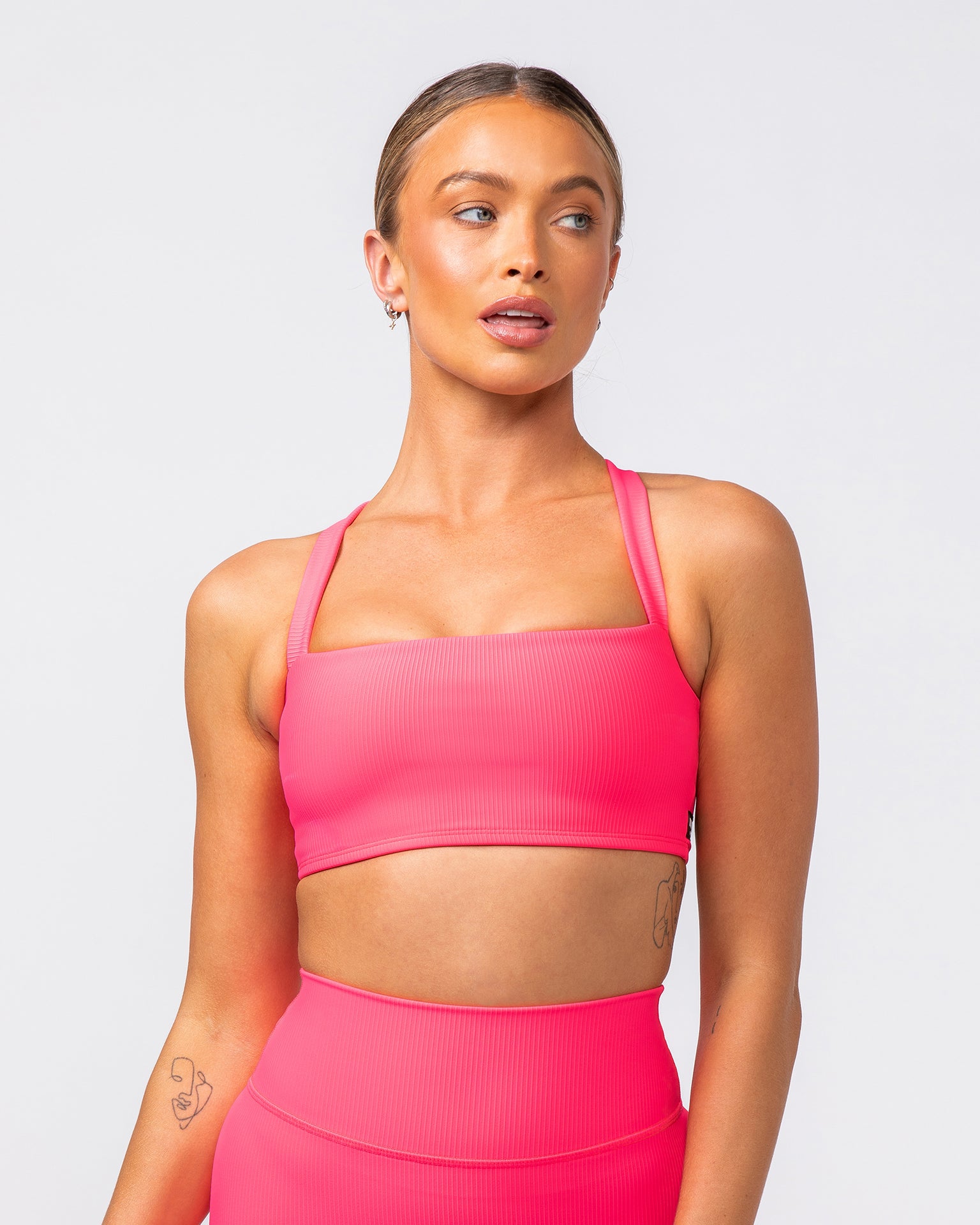 Twist Rib Bra - Neon Pink-Sports Bras-XS-062416NEPNK-XS-MNAPPRL31566-3-Muscle Nation