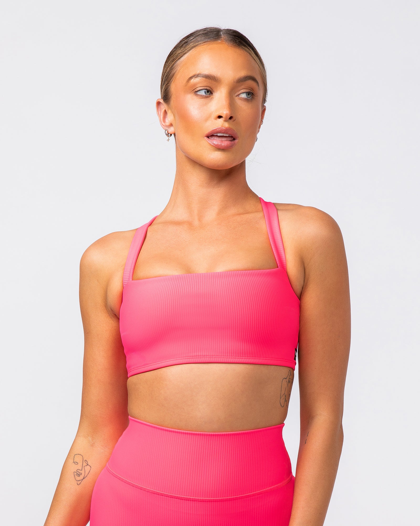 Twist Rib Bra - Neon Pink-Sports Bras-XS-062416NEPNK-XS-MNAPPRL31566-3-Muscle Nation