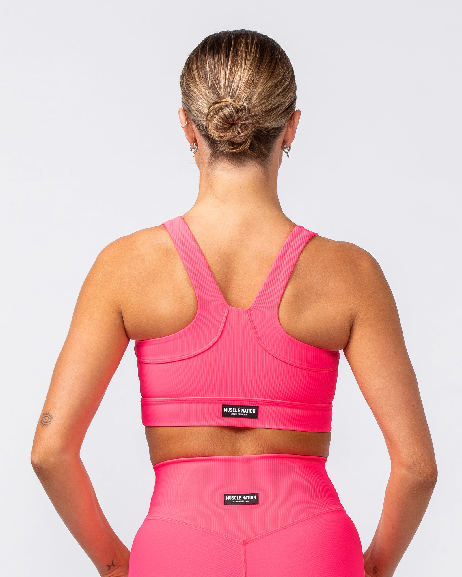 Rebound Rib Bra - Neon Pink-Sports Bras-XS-062418NEPNK-XS-MNAPPRL31598-5-Muscle Nation