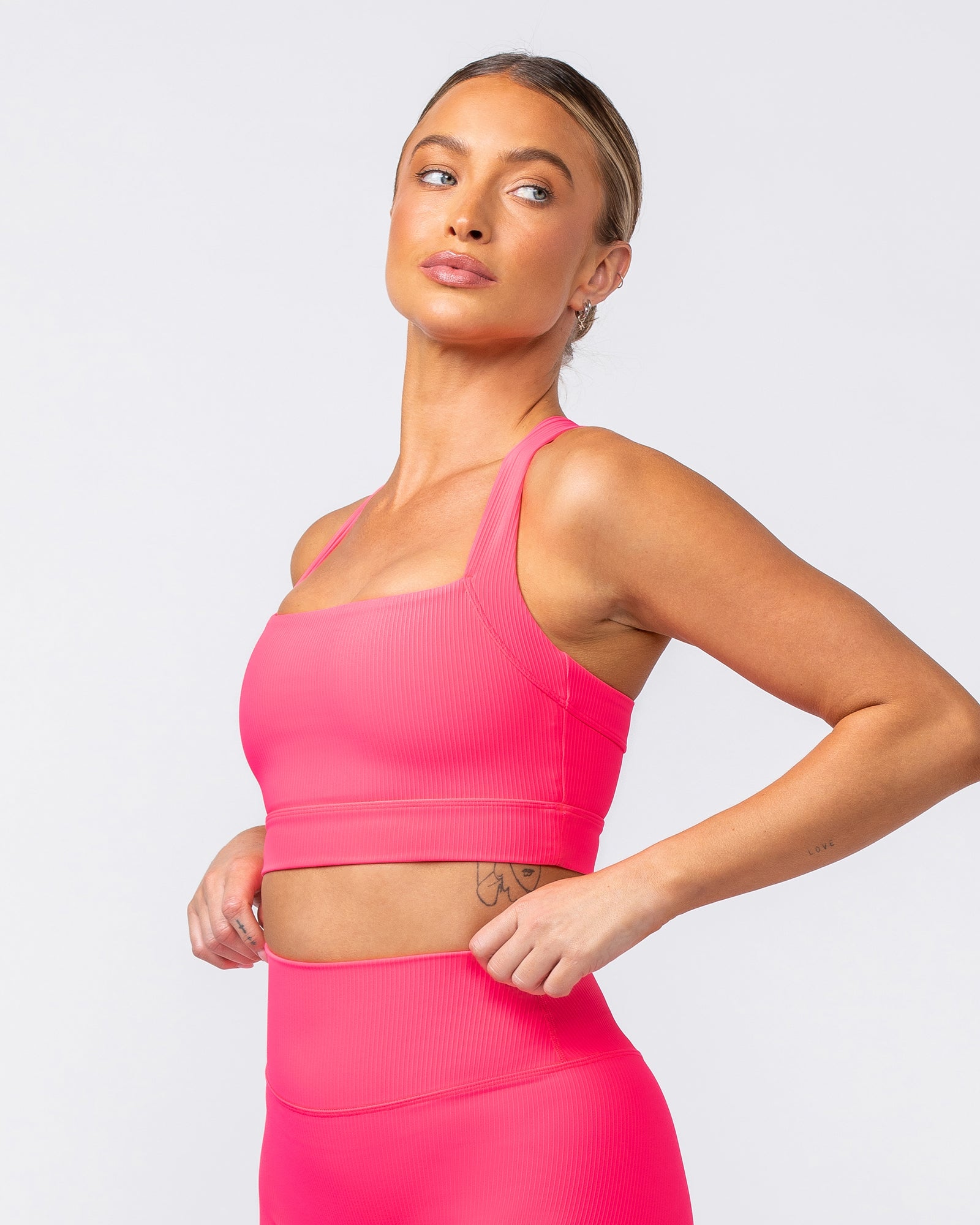 Rebound Rib Bra - Neon Pink-Sports Bras-XS-062418NEPNK-XS-MNAPPRL31598-3-Muscle Nation