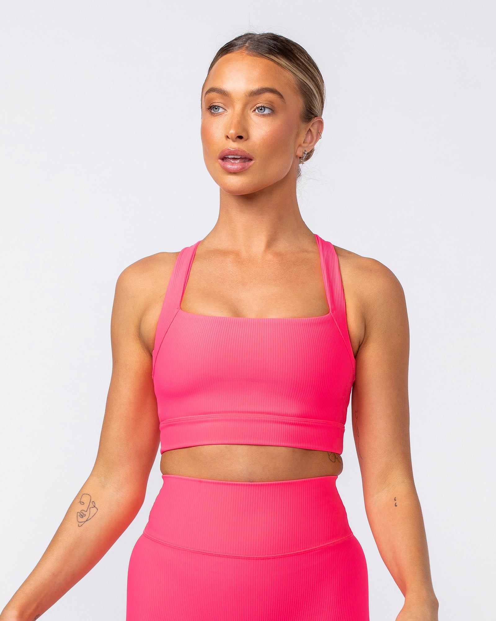 Rebound Rib Bra - Neon Pink-Sports Bras-XS-062418NEPNK-XS-MNAPPRL31598-2-Muscle Nation