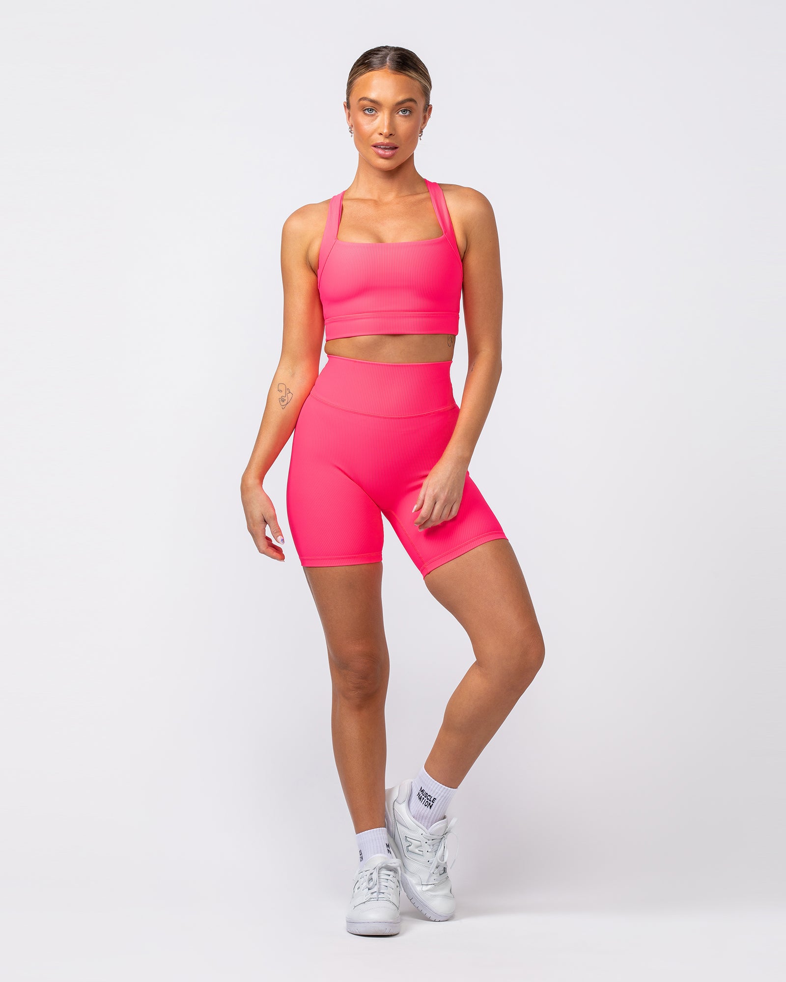 Rebound Rib Bra - Neon Pink-Sports Bras-XS-062418NEPNK-XS-MNAPPRL31598-6-Muscle Nation