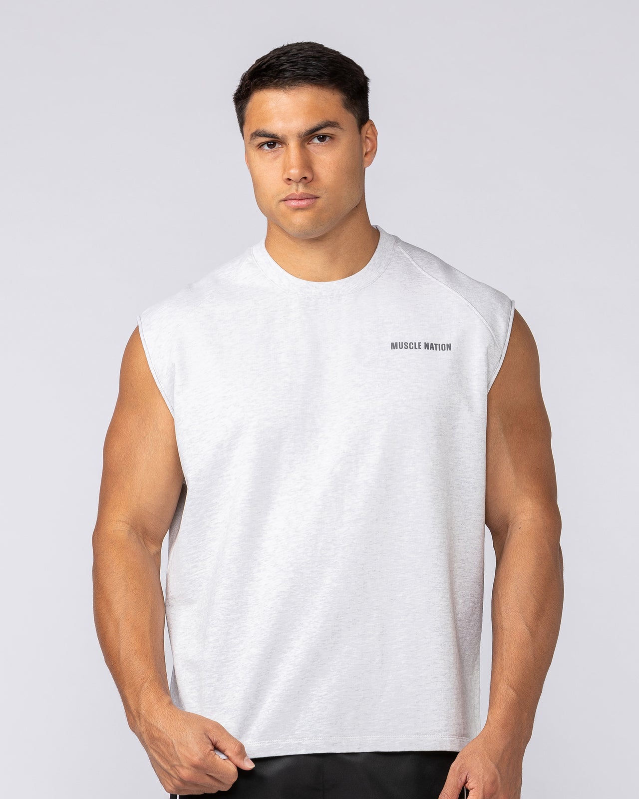 Essential Boxy Muscle Tank - Snow Grey Marl-Singlets & Tanks-S-092524SNGRYMR-S-MNAPPRL44337-2-Muscle Nation