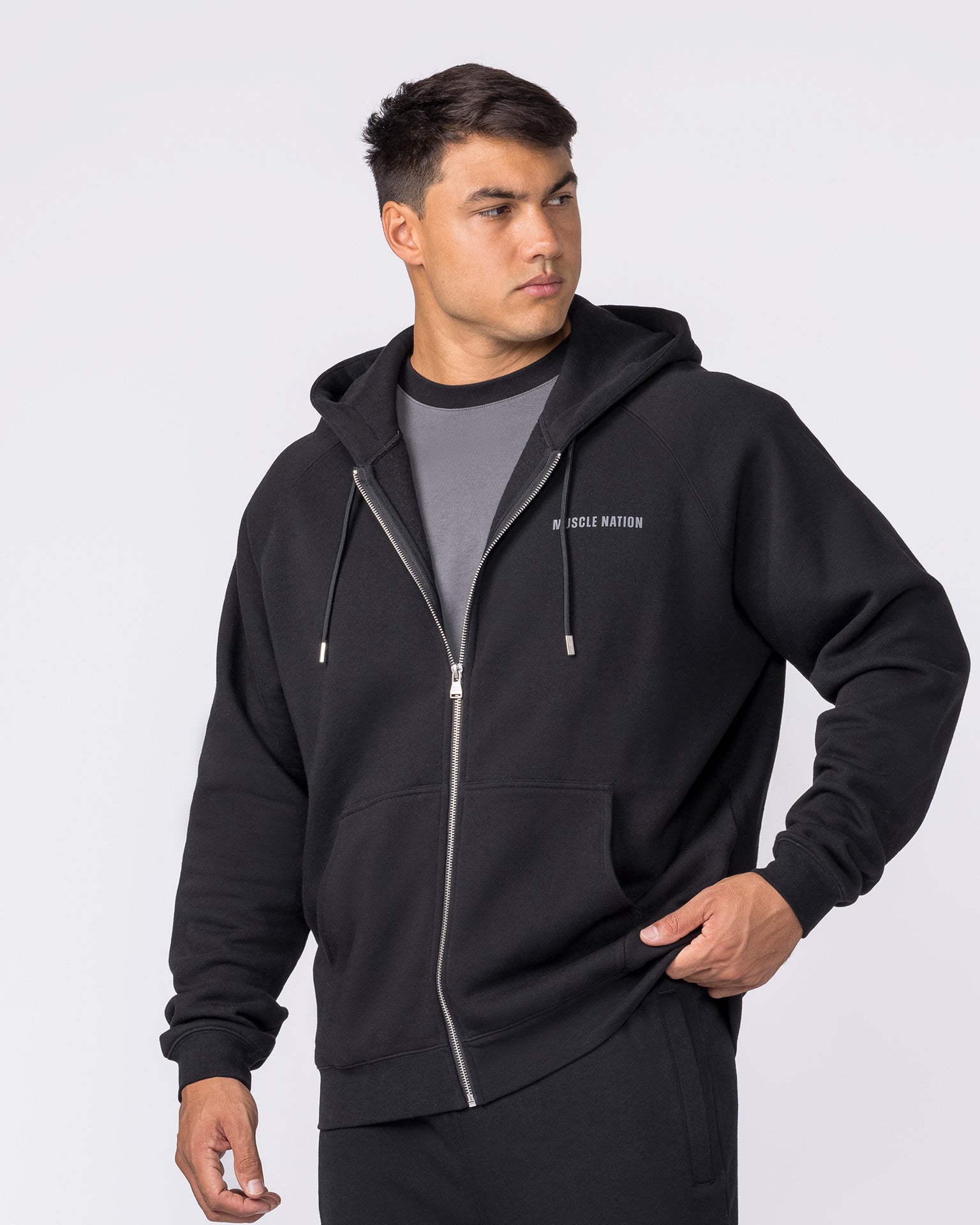 Essential Zip Hoodie - Black-Jumpers & Hoodies-XS-042632BLK-XS-MNAPPRL50309-3-Muscle Nation