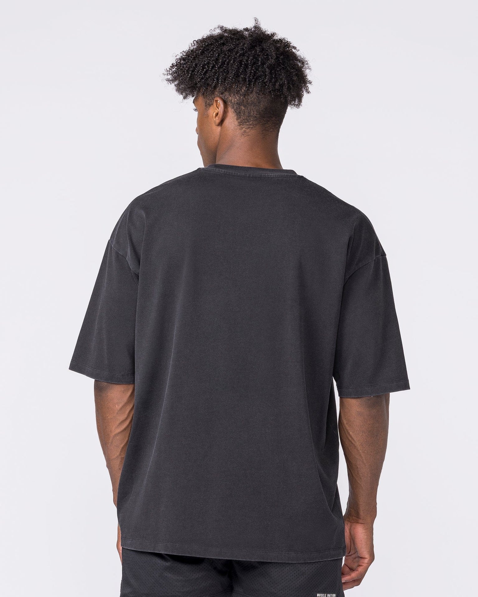 Essential Oversized Vintage Tee in Washed Black - Muscle Nation men's gym tee, view 5