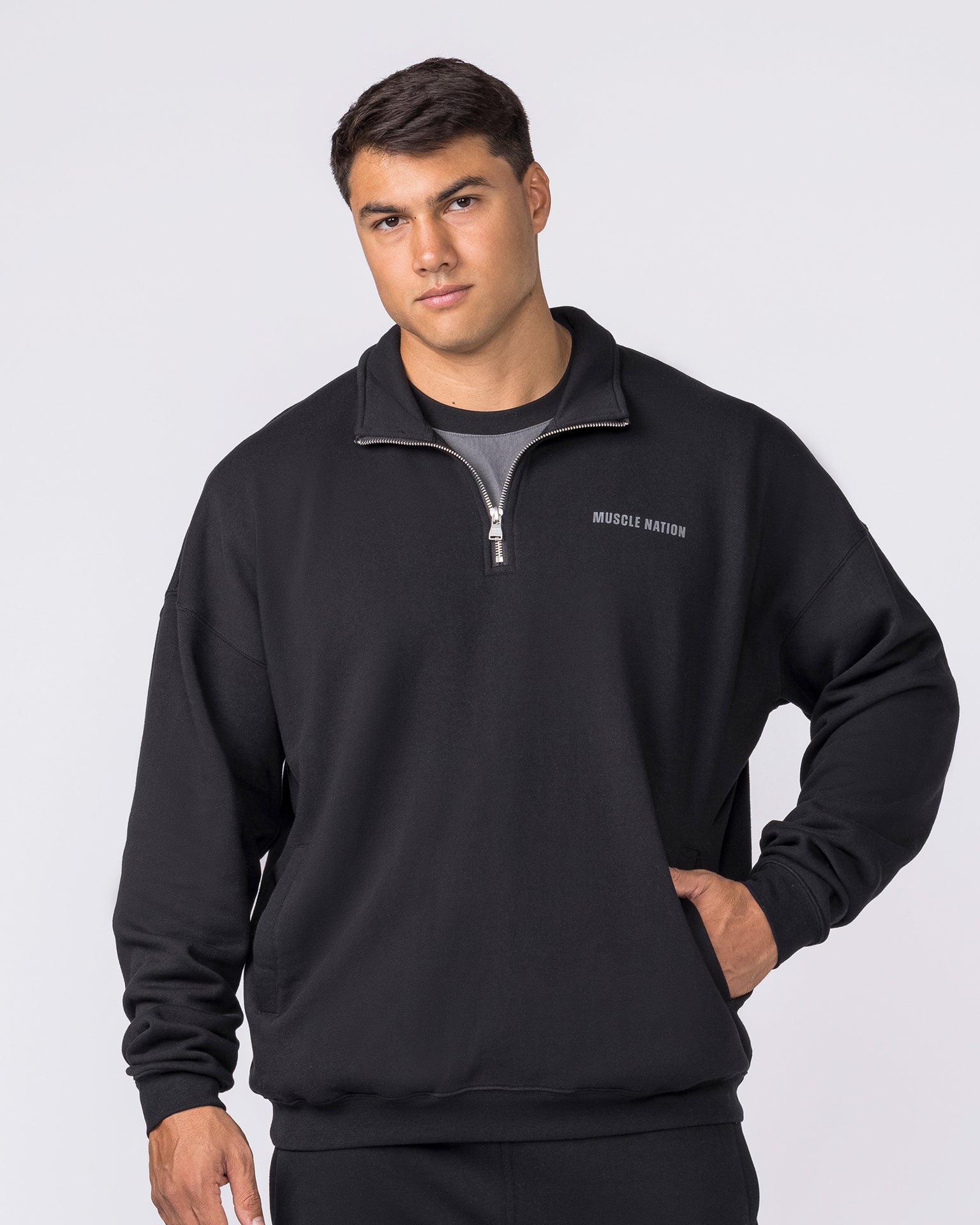 Essential Quarter Zip - Black-Jumpers & Hoodies-XS-042631BLK-XS-MNAPPRL50301-3-Muscle Nation