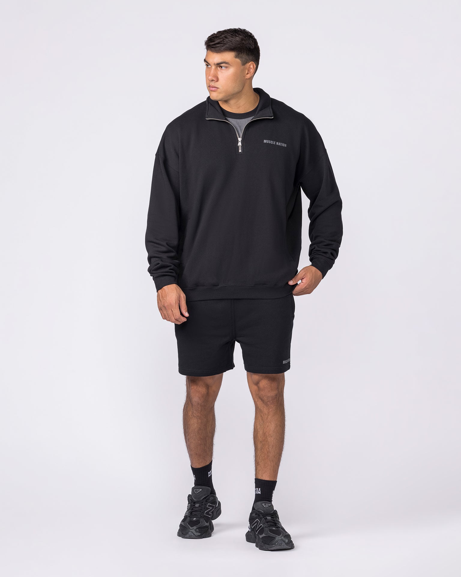 Essential Quarter Zip - Black-Jumpers & Hoodies-XS-042631BLK-XS-MNAPPRL50301-6-Muscle Nation