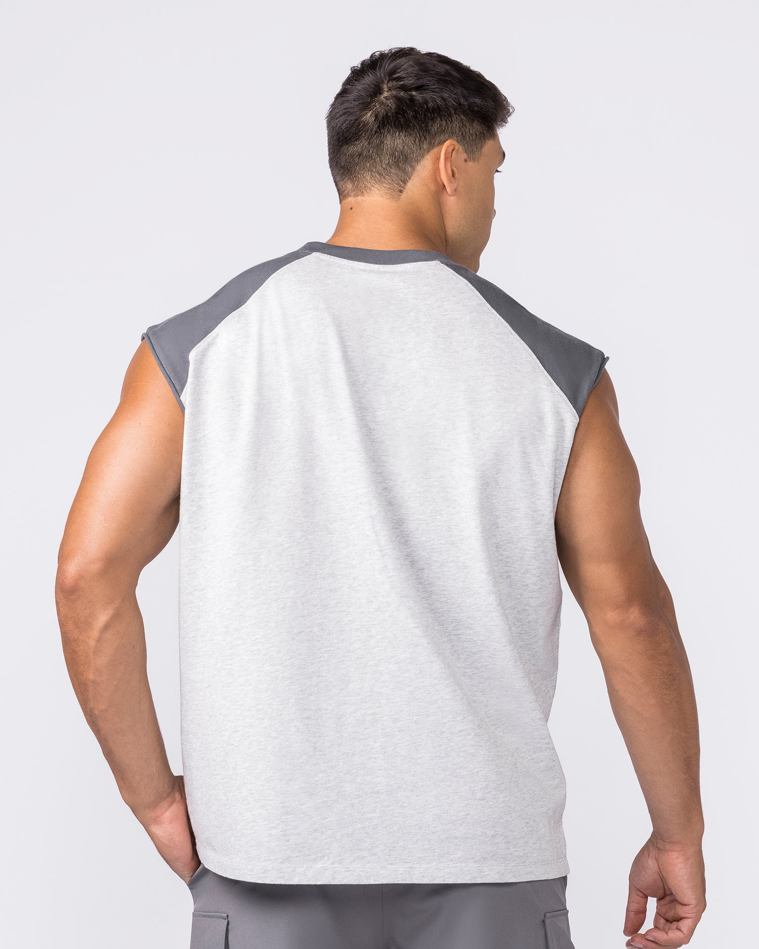 Essential Raglan Boxy Muscle Tank - Grey Marl / Tornado-Singlets & Tanks-S-042646GRM/TNDO-S-MNAPPRL50511-5-Muscle Nation