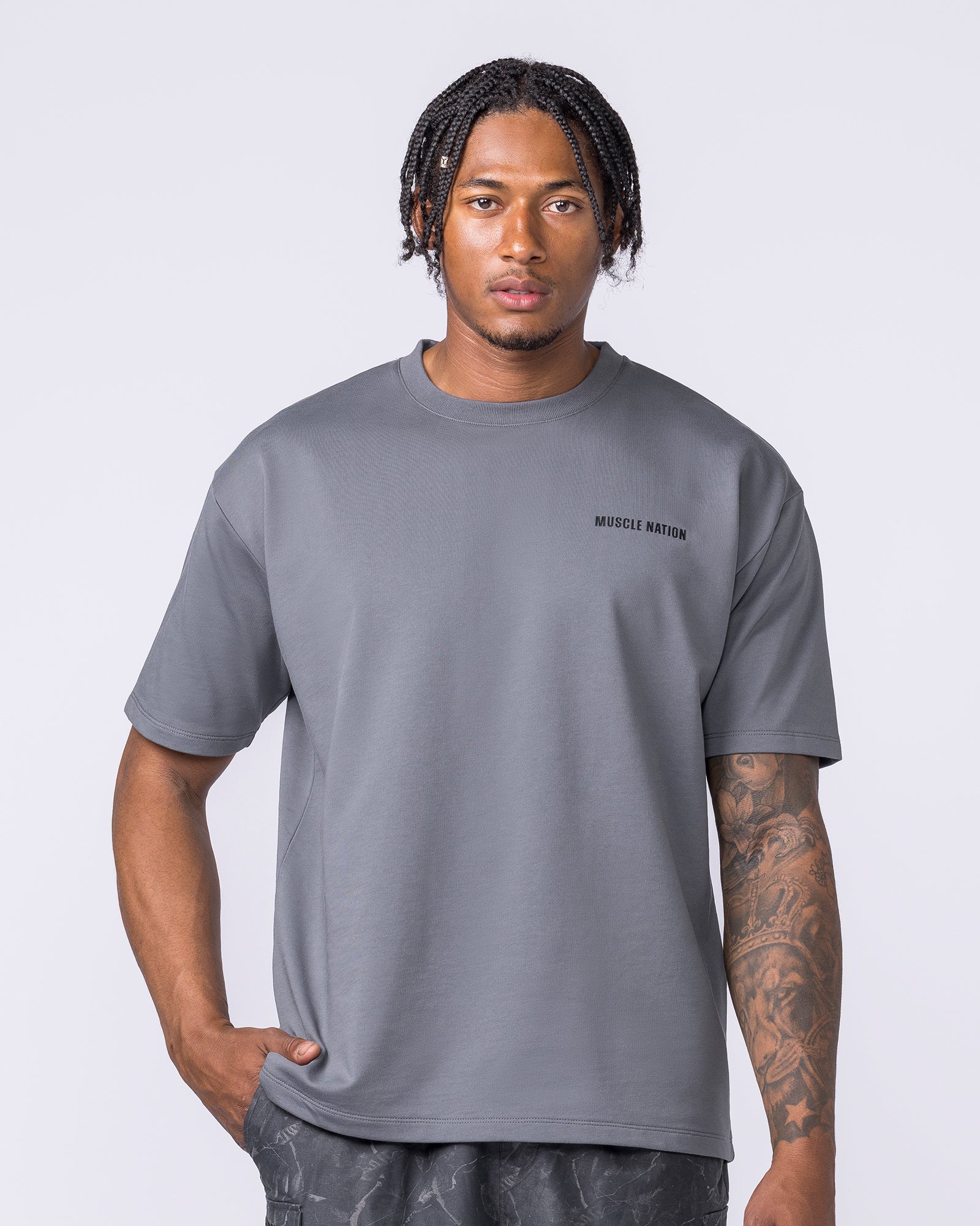 Essential Regular Fit Tee - Mid Grey-T-Shirts-S-122507MDGR-S-MNAPPRL48048-3-Muscle Nation