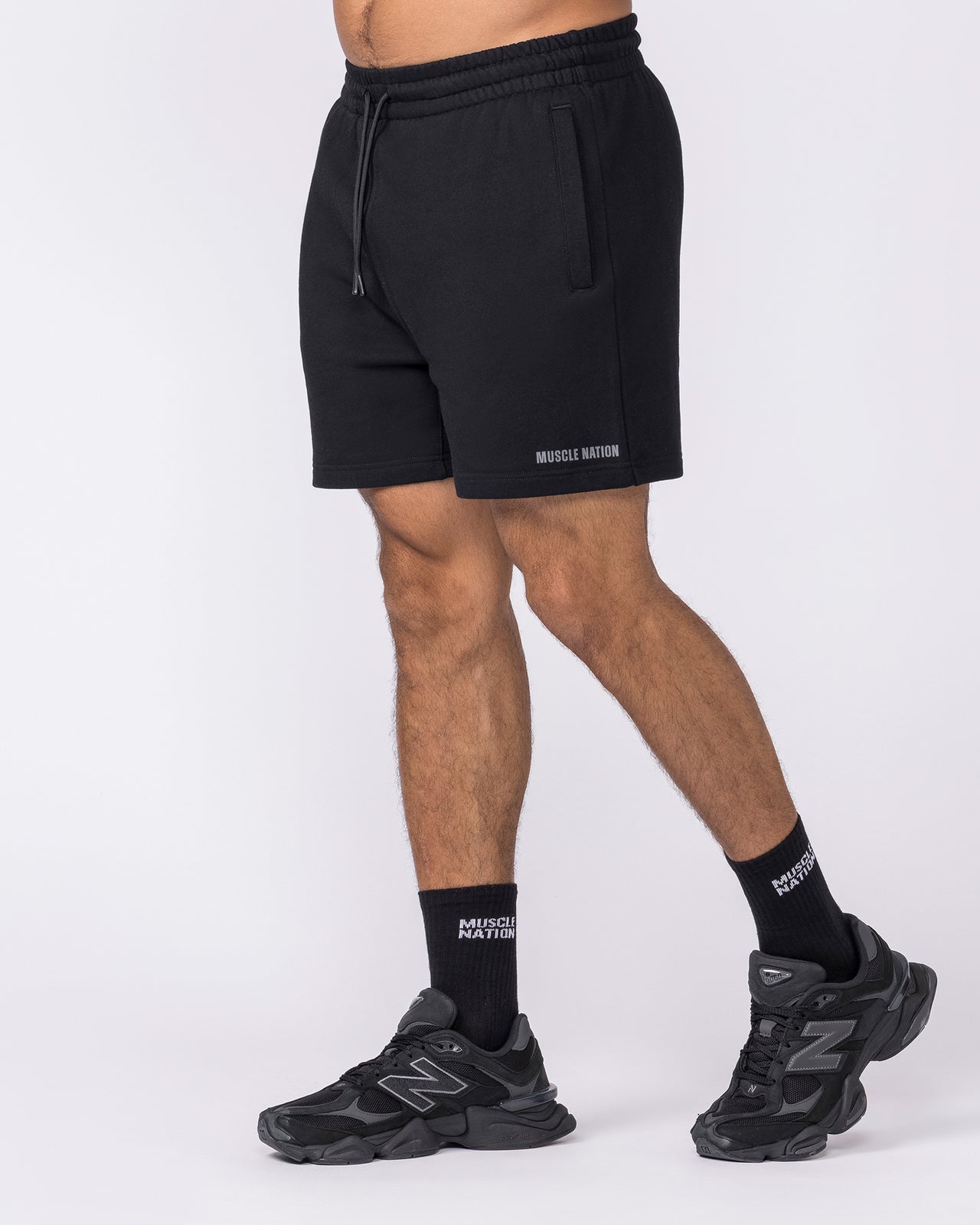 Essential Sweat 5" Shorts - Black-Shorts-S-042643BLK-S-MNAPPRL50476-4-Muscle Nation