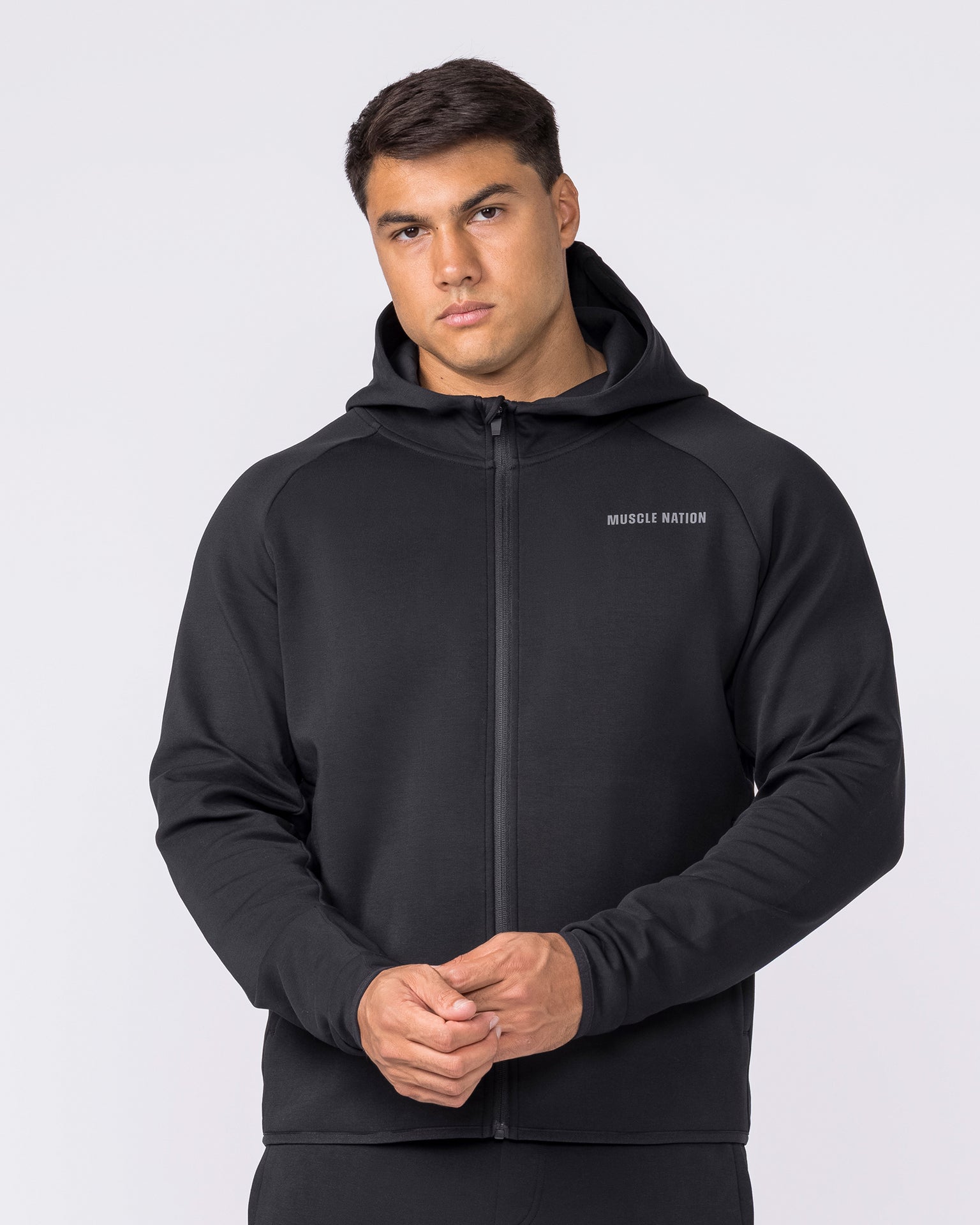 Essential Tech Zip Hoodie - Black-Jumpers & Hoodies-XS-042634BLK-XS-MNAPPRL50349-4-Muscle Nation