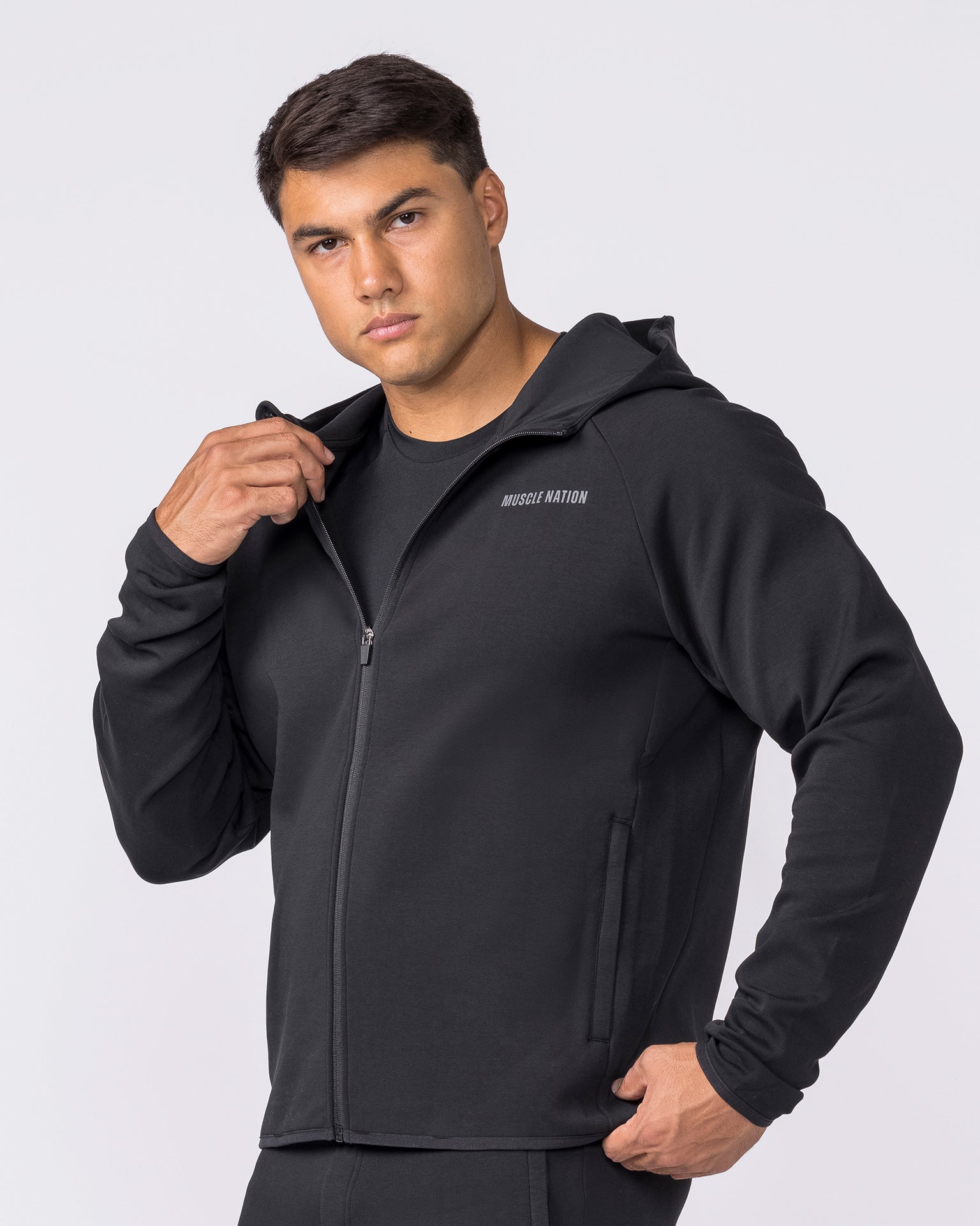 Essential Tech Zip Hoodie - Black-Jumpers & Hoodies-XS-042634BLK-XS-MNAPPRL50349-5-Muscle Nation