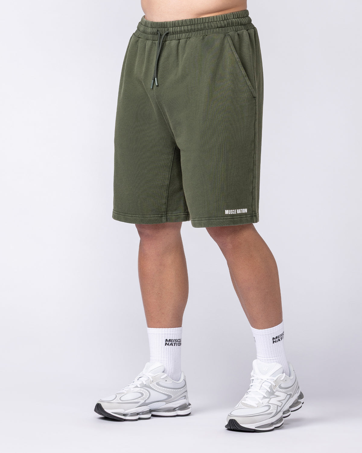 Essential Wide Sweat 9" Shorts - Washed Dark Khaki