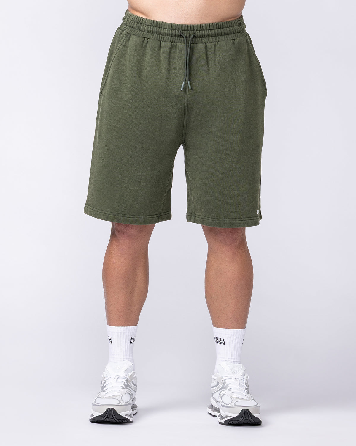 Essential Wide Sweat 9" Shorts - Washed Dark Khaki