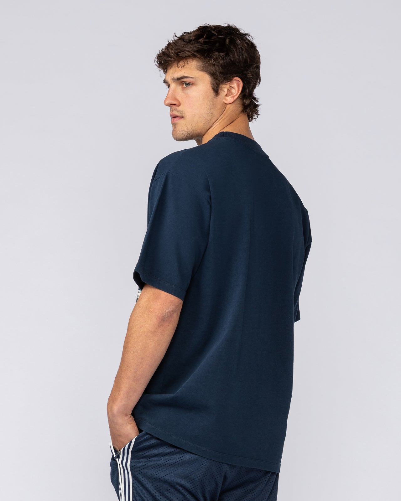 Falcon Regular Fit Tee Navy - Muscle Nation men's gym tee, view 3