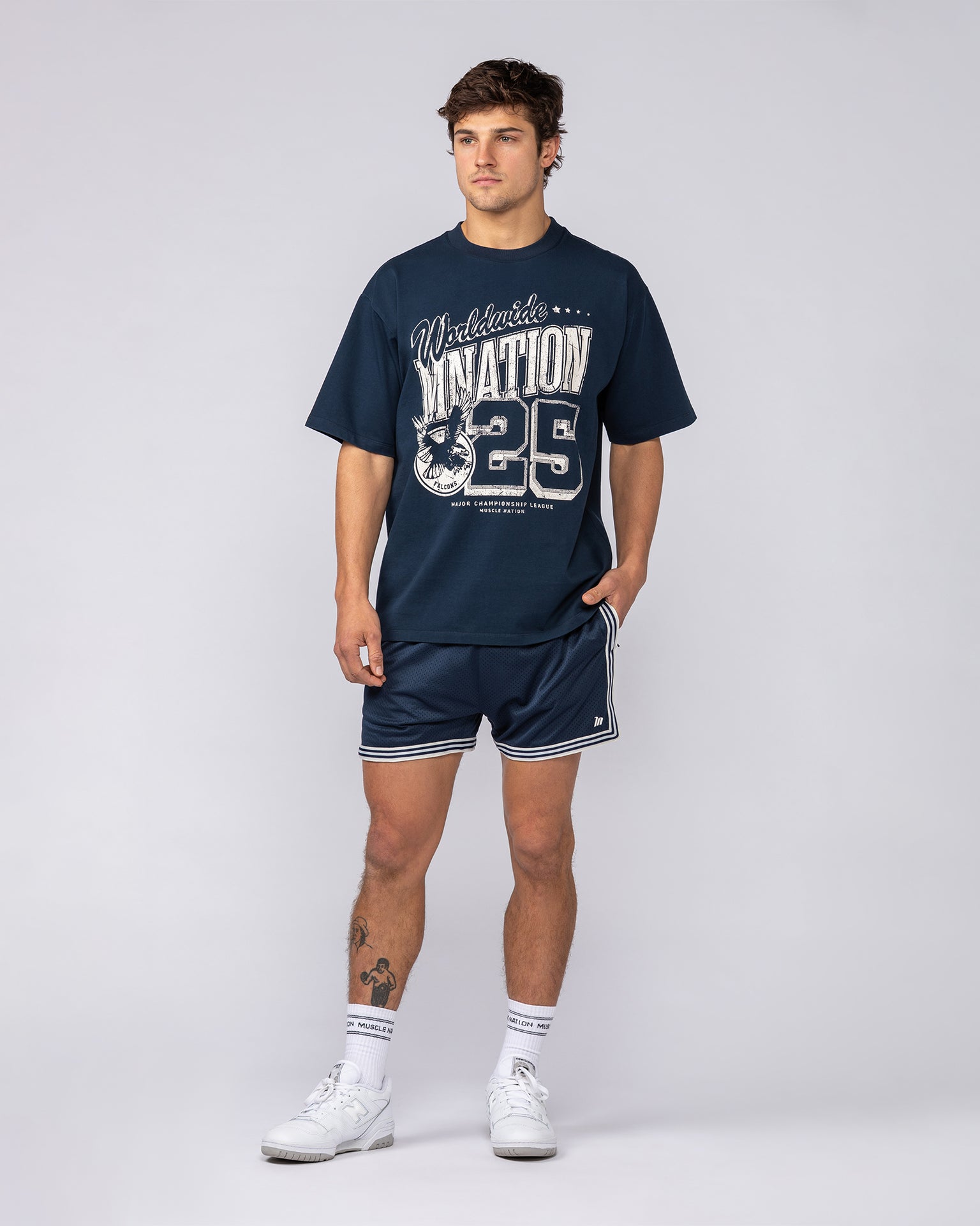 Falcon Regular Fit Tee - Navy-T-Shirts-S-082531NAVY-S-MNAPPRL43886-5-Muscle Nation