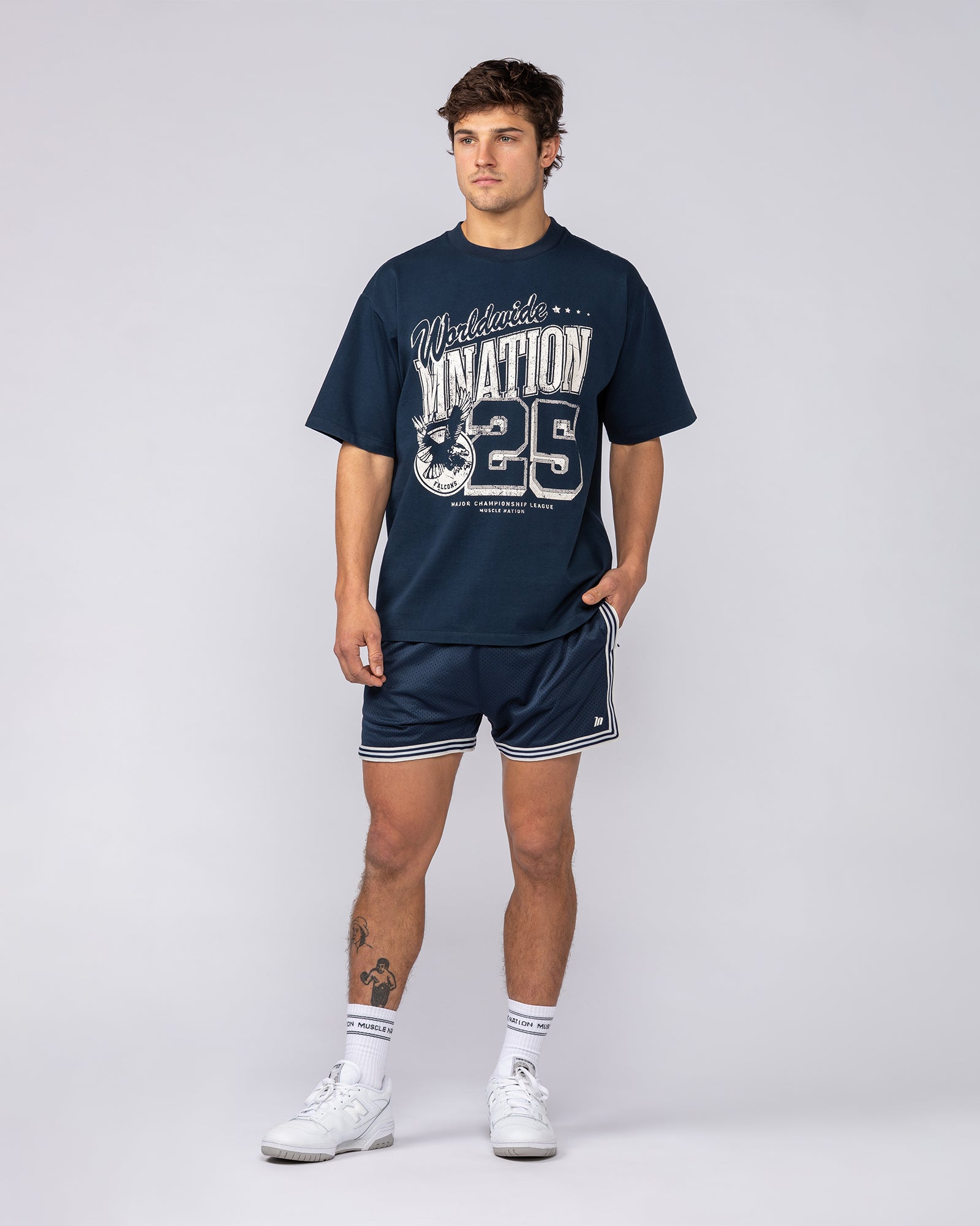 Falcon Regular Fit Tee - Navy-T-Shirts-S-082531NAVY-S-MNAPPRL43886-5-Muscle Nation