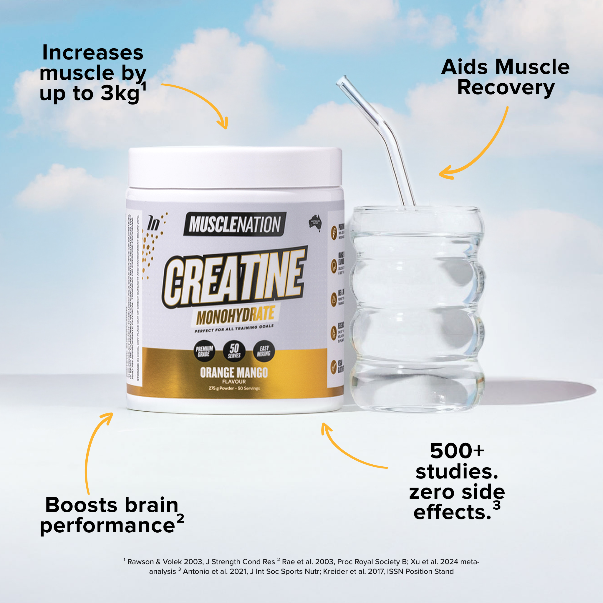 CREATINE MONOHYDRATE - Orange Mango - 50 serves-Creatine-MNSUPPS0423-9359054003057-4-Muscle Nation