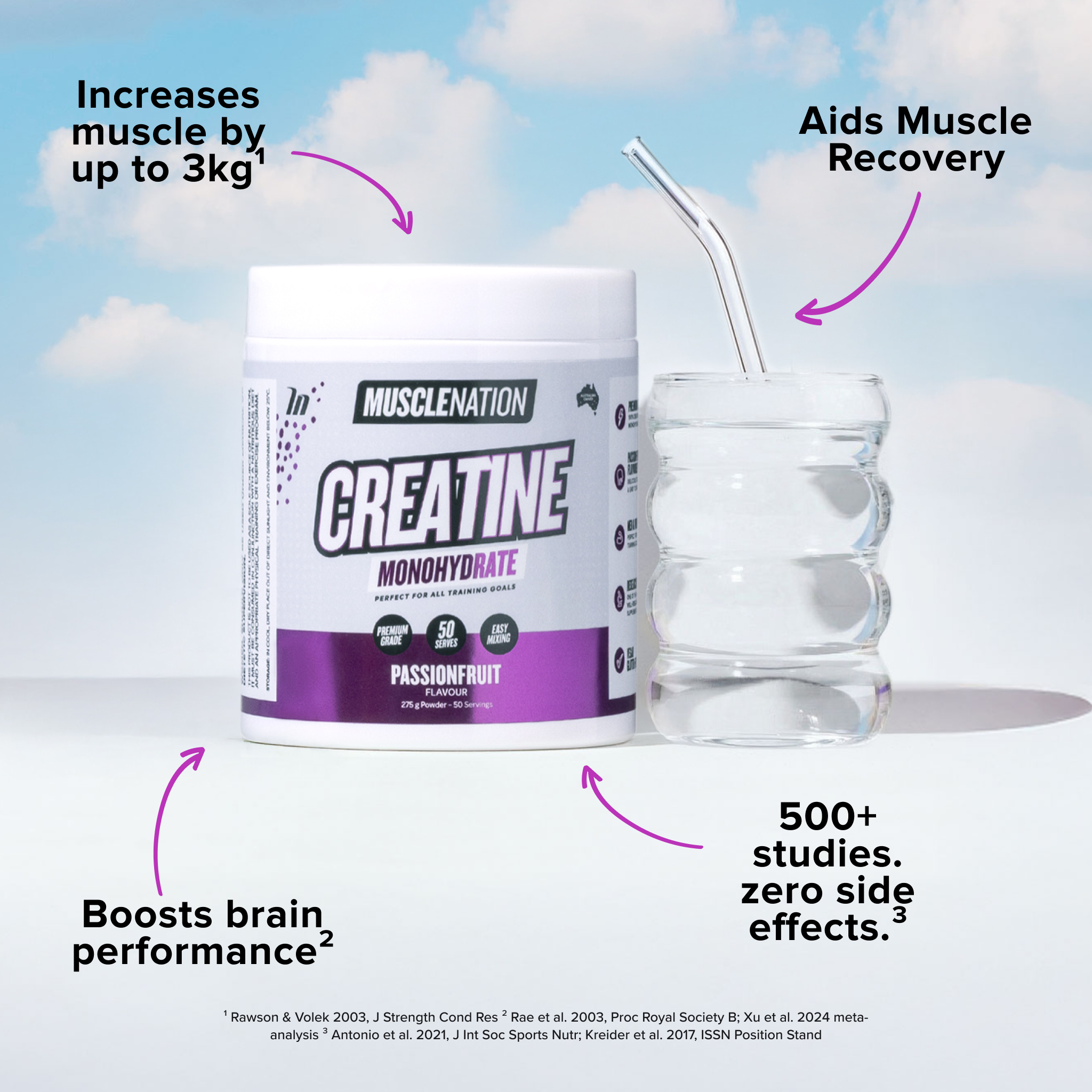 CREATINE MONOHYDRATE - Passionfruit - 50 serves-Creatine-MNSUPPS0422-9359054003040-4-Muscle Nation