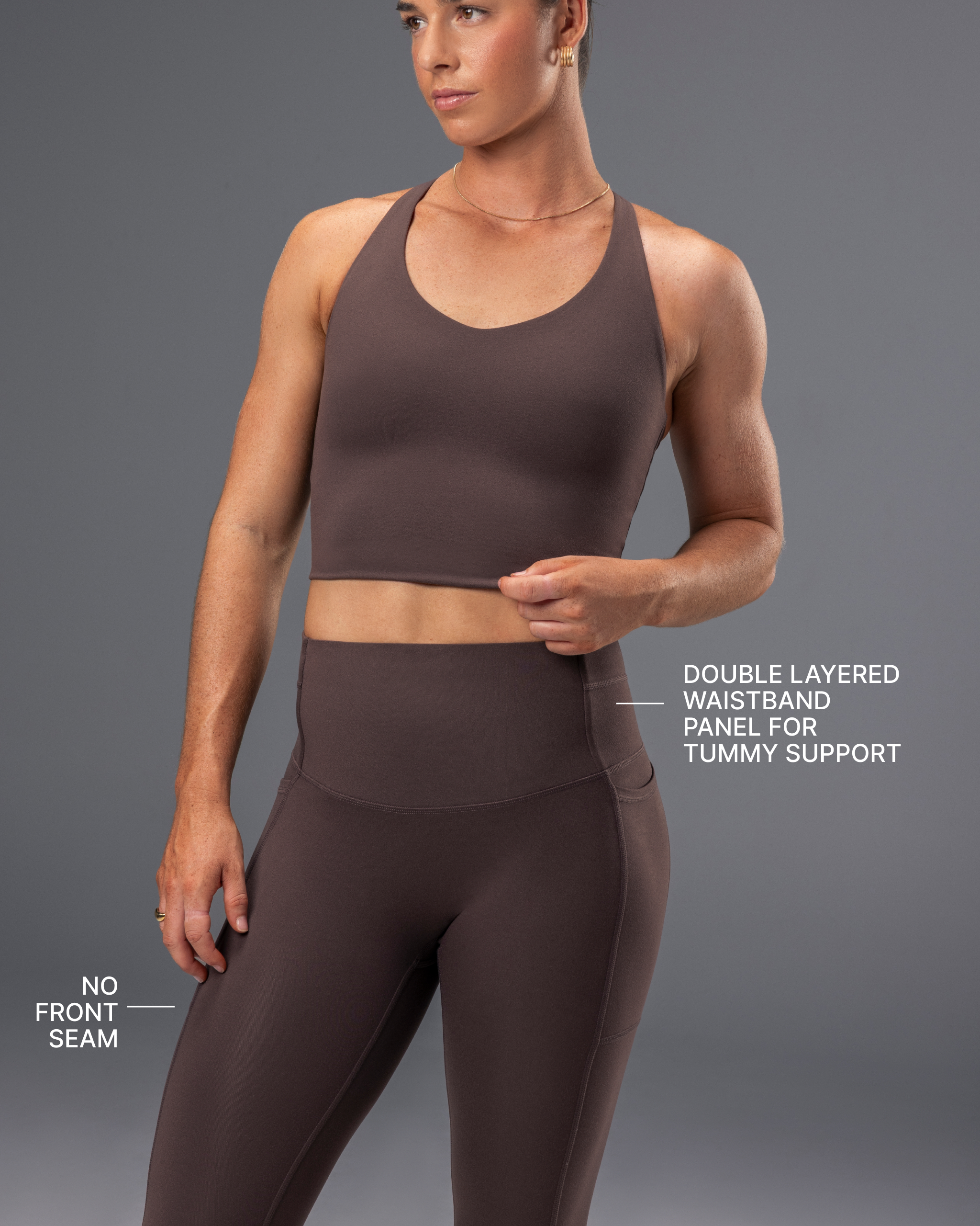 Unrivalled Everyday Pocket Ankle Leggings - Cola-Leggings-XXS-022611COLA-XXS-MNAPPRL48506-3-Muscle Nation