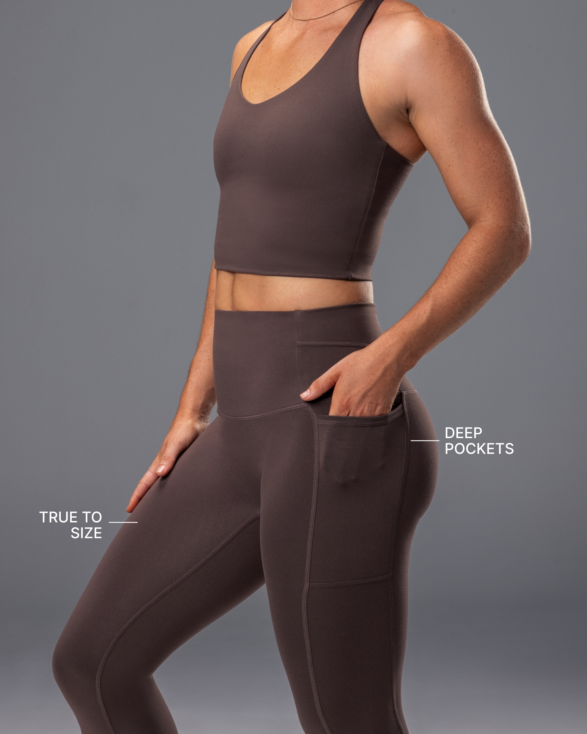 Unrivalled Everyday Pocket Ankle Leggings - Cola-Leggings-XXS-022611COLA-XXS-MNAPPRL48506-2-Muscle Nation