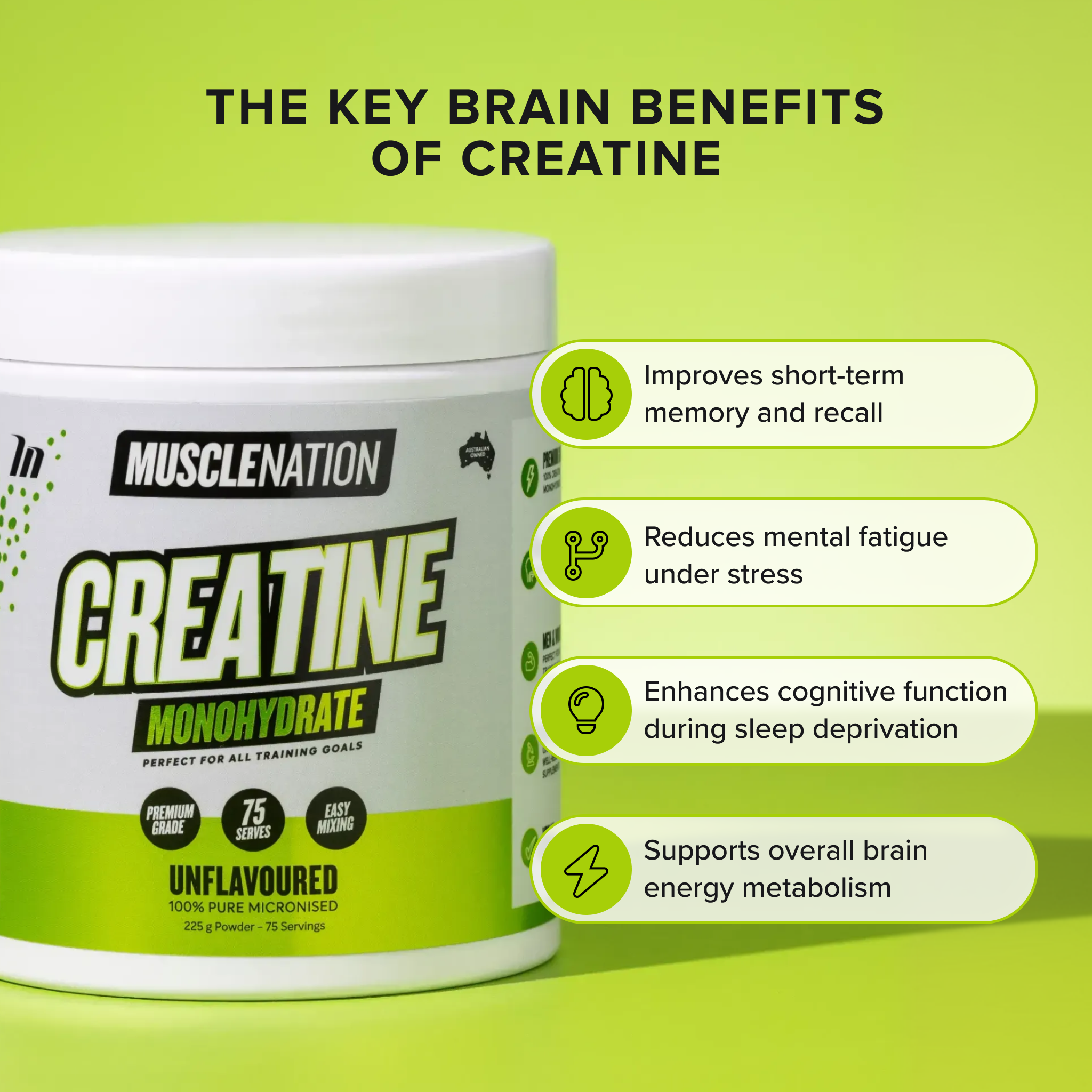 CREATINE MONOHYDRATE - Unflavoured - 75 serves-Creatine-MNSUPPS0305-9359054000971-4-Muscle Nation