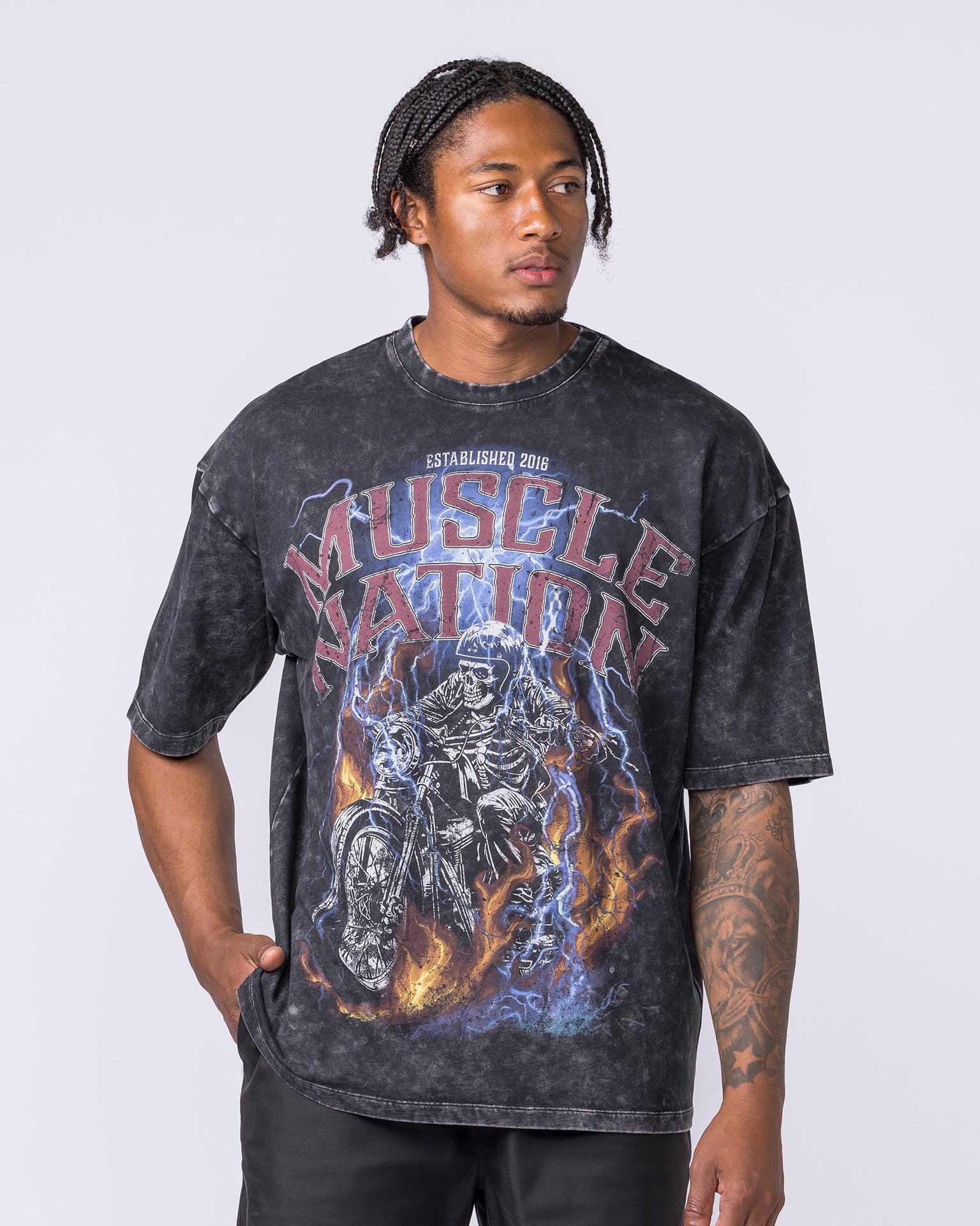 Full Throttle Oversized Vintage Tee - Washed Black-T-Shirts-XS-122504WSHBLK-XS-MNAPPRL48070-3-Muscle Nation