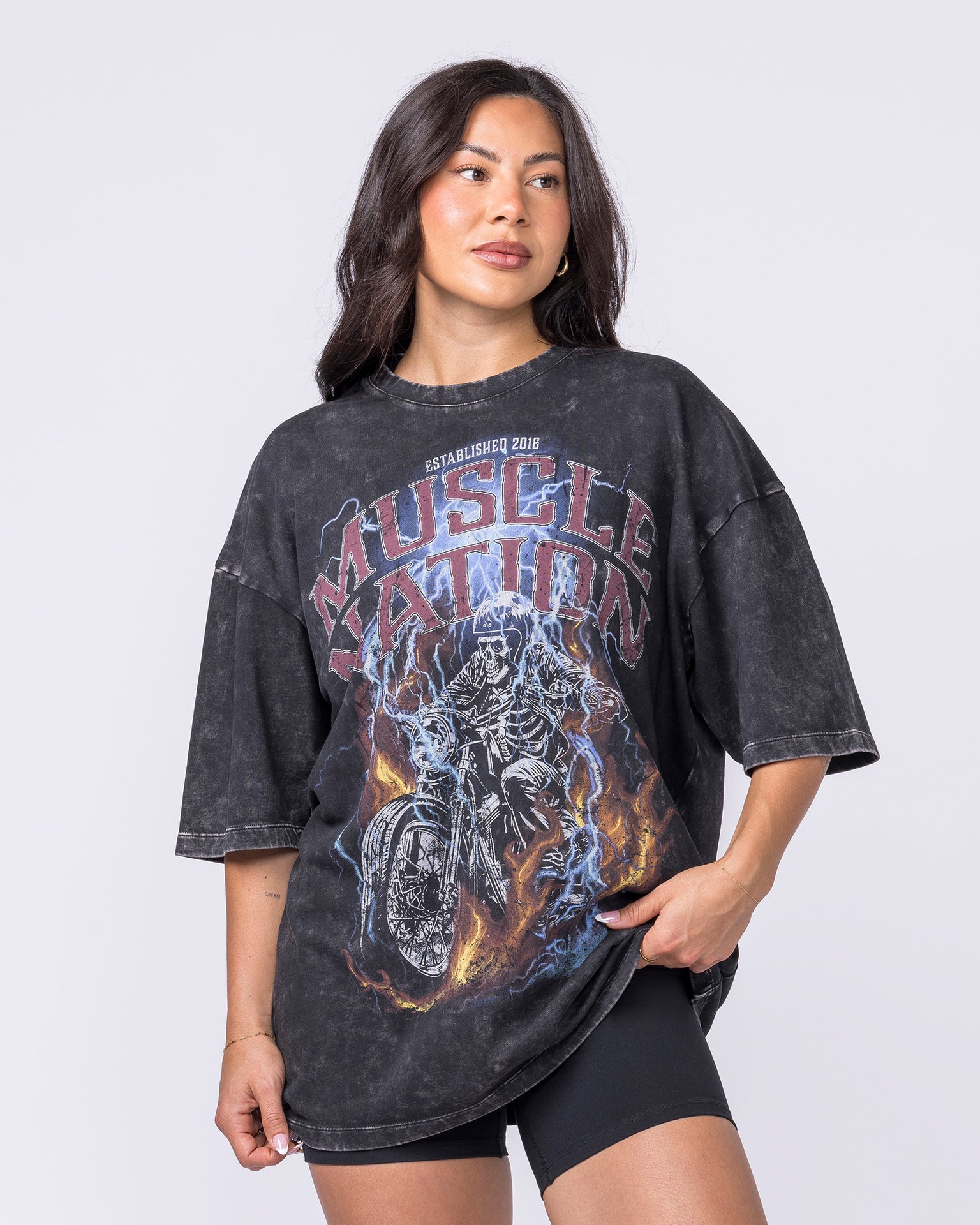 Full Throttle Oversized Vintage Tee - Washed Black-T-Shirts-XS-122504WSHBLK-XS-MNAPPRL48070-7-Muscle Nation