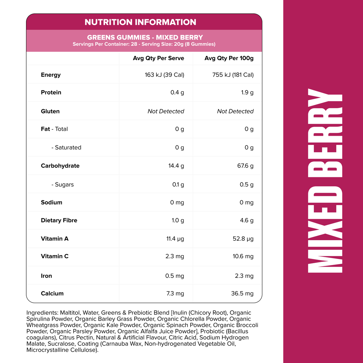 GREENS GUMMIES Mixed Berry - Muscle Nation greens gummies, view 3