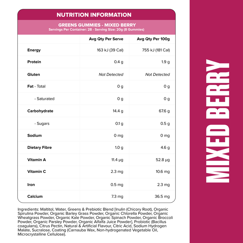 GREENS GUMMIES Mixed Berry - Muscle Nation greens gummies, view 3