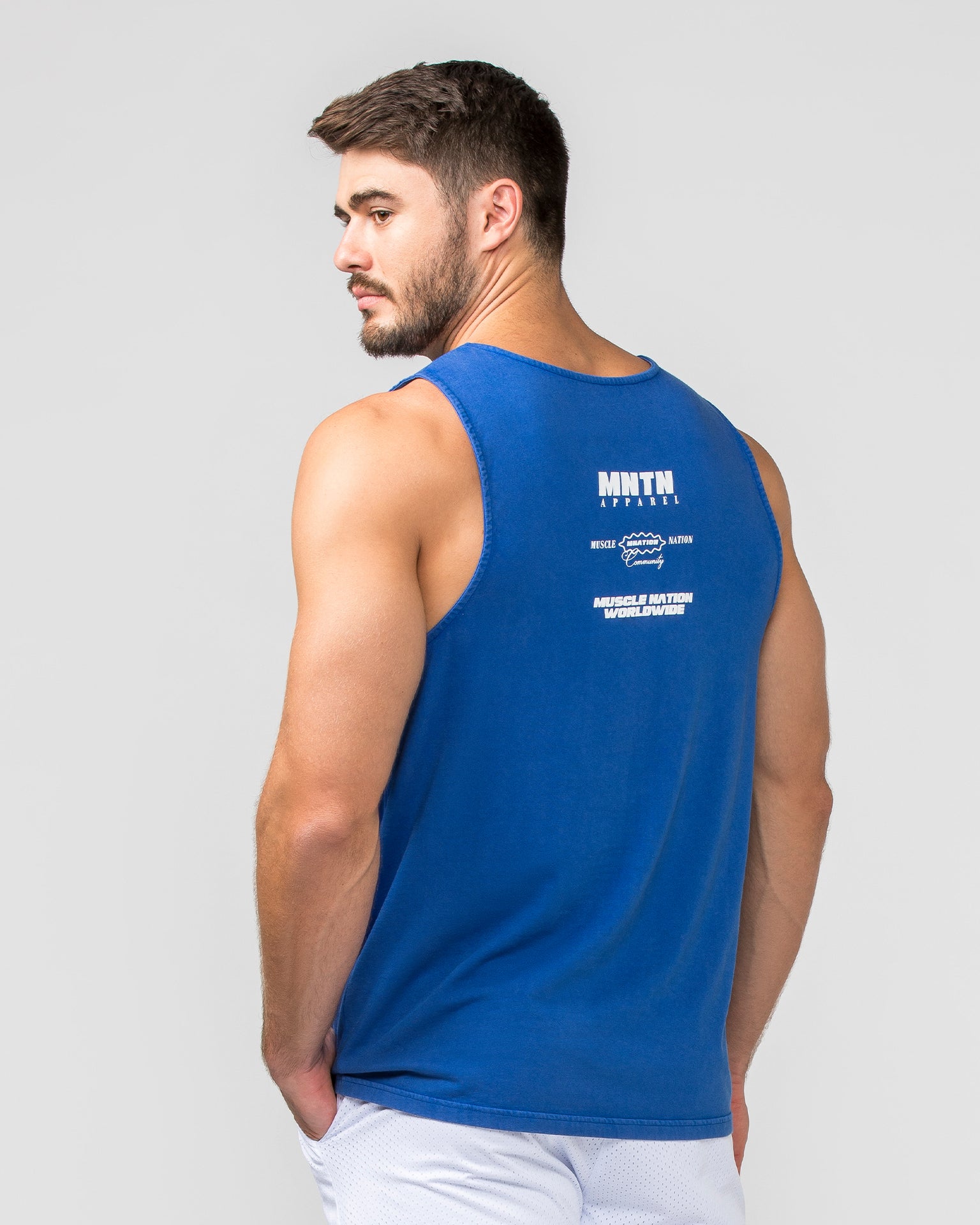 H-Back Represent Tank - Washed Bondi Blue-Singlets & Tanks-S-012408WSHBNBL-S-MNAPPRL29294-5-Muscle Nation