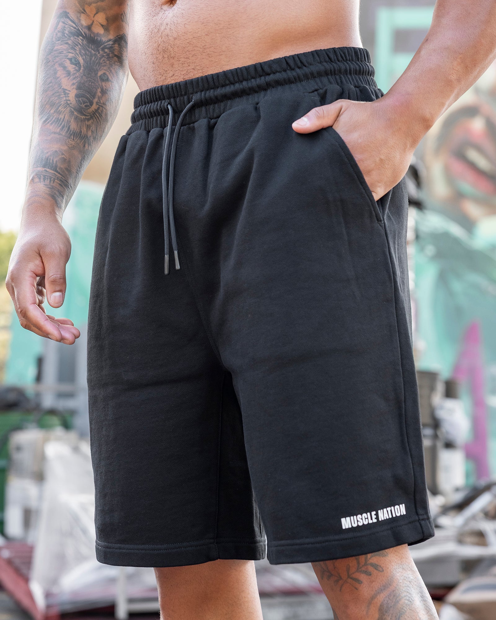 Essential Wide Sweat 9" Shorts - Black