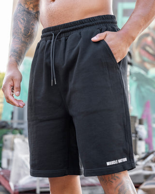 Essential Wide Sweat 9" Shorts - Black