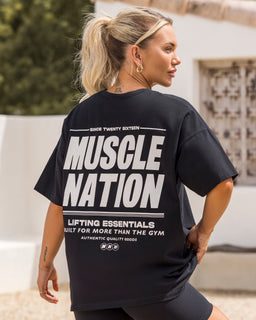 Kick-Start Oversized Tee Black - Muscle Nation women's gym tee