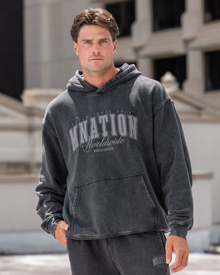 Worldclass Oversized Vintage Hoodie - Washed Black-Jumpers & Hoodies-XS-032630WSHBLK-XS-MNAPPRL49533-1-Muscle Nation
