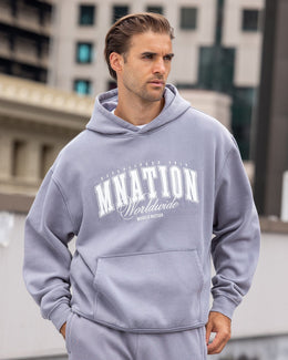 Worldclass Oversized Hoodie Washed Cement - Muscle Nation men's hoodie