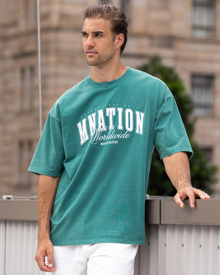 Worldclass Oversized Tee - Washed Leaf-T-Shirts-XS-032634WLEAF-XS-MNAPPRL49597-1-Muscle Nation