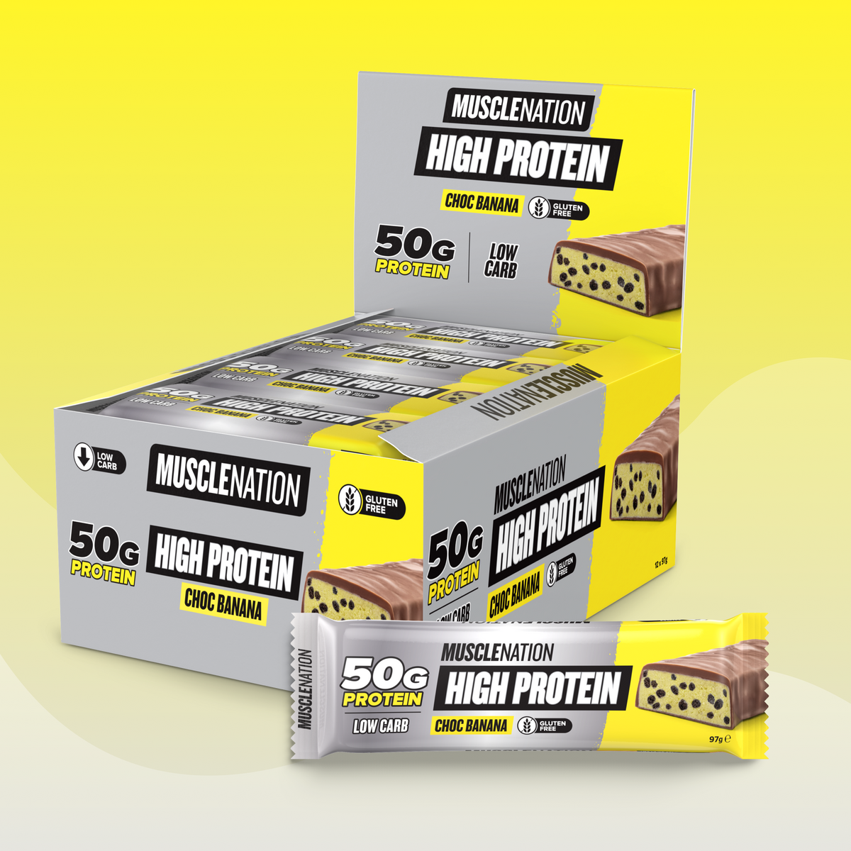 HIGH 50g PROTEIN BAR – Choc Banana – Box of 12