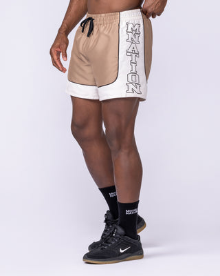 Headliner 5" Shorts - Tan-Shorts-S-112556TAN-S-MNAPPRL47418-2-Muscle Nation