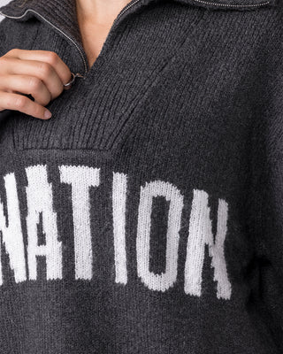 Heritage Oversized Knit - Black Marl-Jumpers & Hoodies-XXS / XS-042601BLKMRL-XXS / XS-MNAPPRL49880-2-Muscle Nation