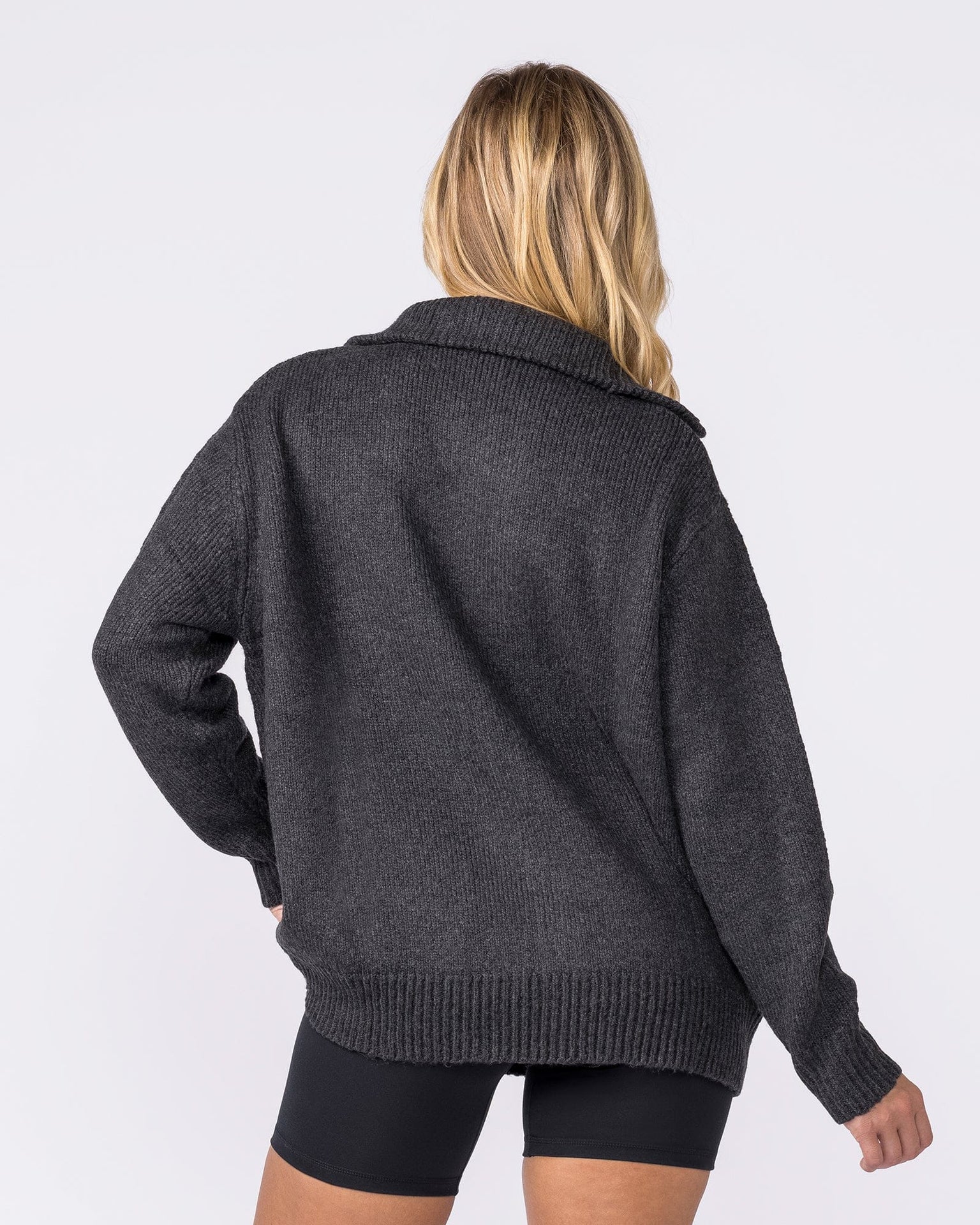 Heritage Oversized Knit Black Marl - Muscle Nation women's hoodie, view 6