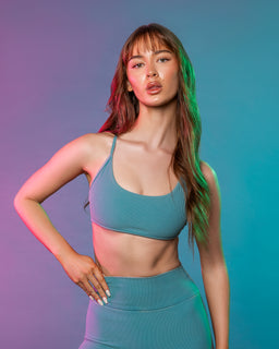 Essence Vintage Rib Bralette Washed Harbour - Muscle Nation women's bralette