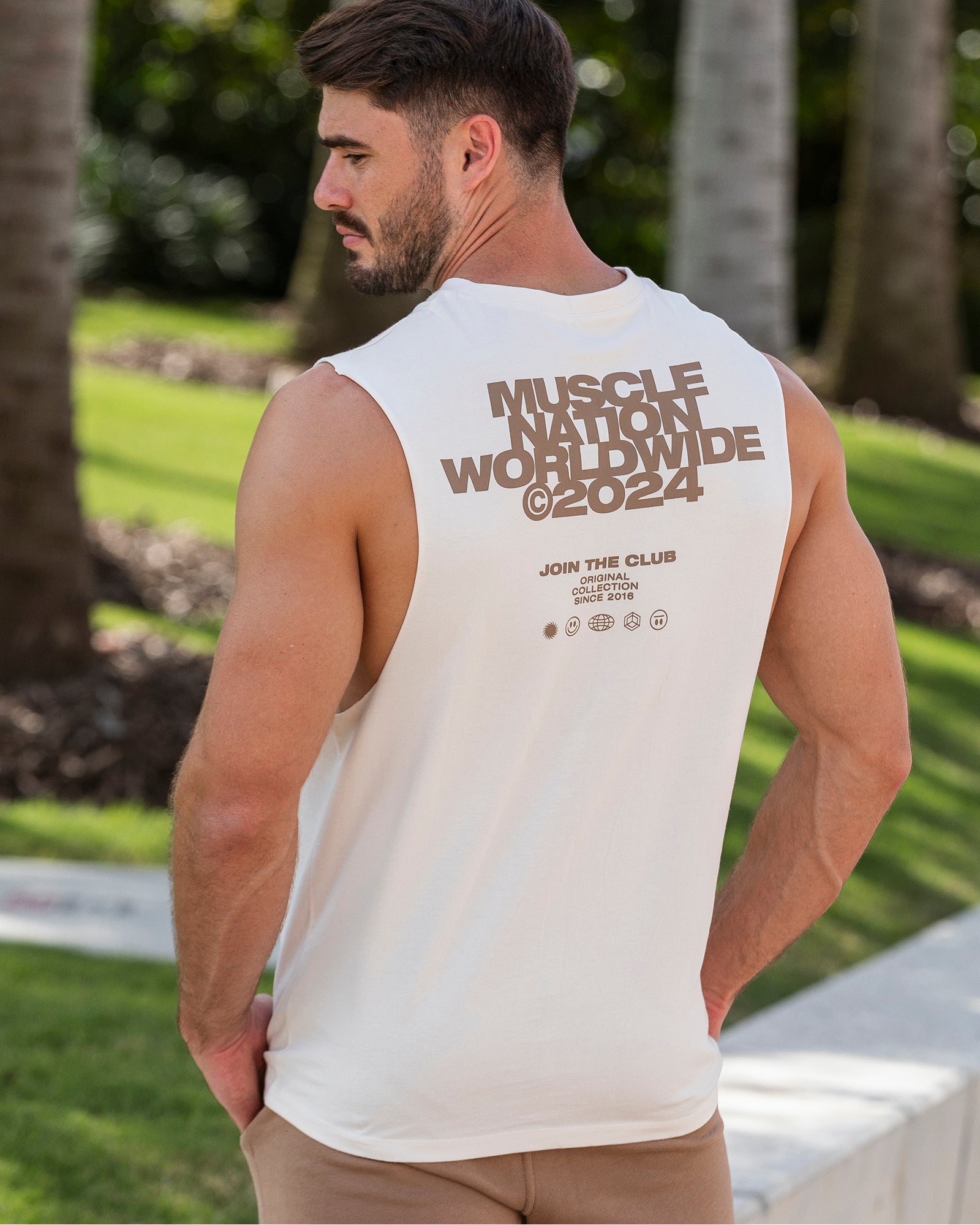 Global Training Tank - Travertine-Singlets & Tanks-S-112432TRAV-S-MNAPPRL34905-1-Muscle Nation