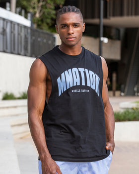 Drop Arm Tank - Black-Singlets & Tanks-S-112481BLK-S-MNAPPRL34912-1-Muscle Nation