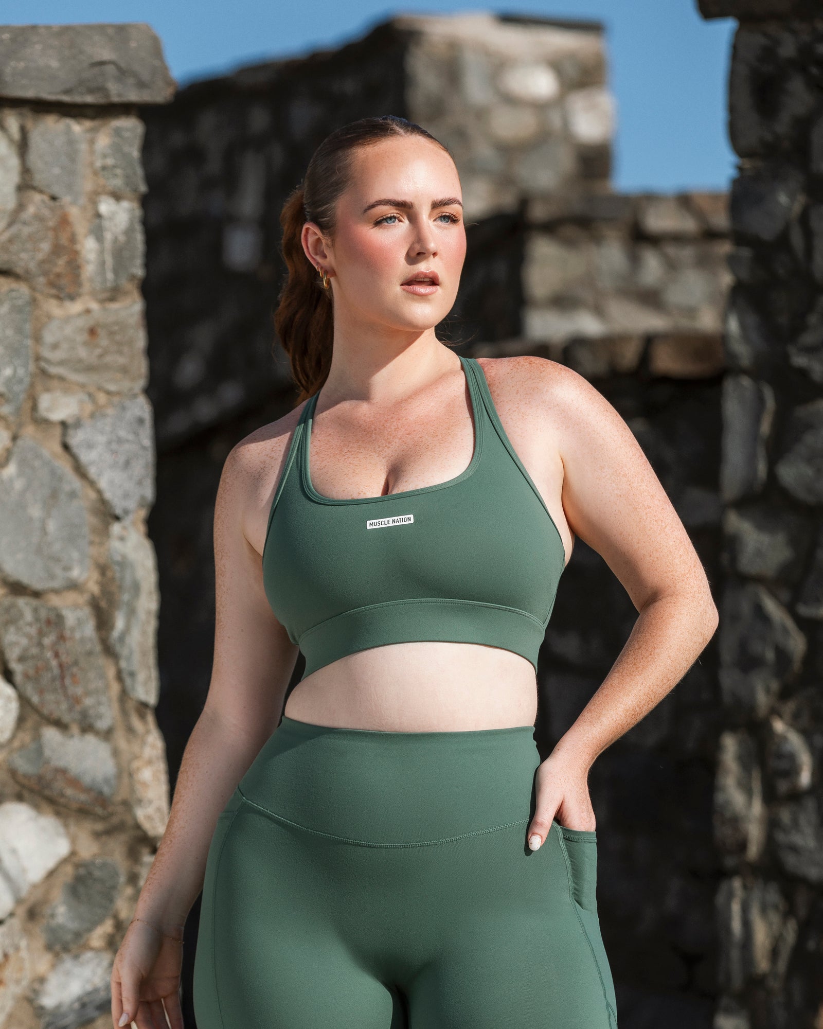 Faster Bra - Mineral Green-Sports Bras-XS-012403MINGRN-XS-MNAPPRL29256-1-Muscle Nation