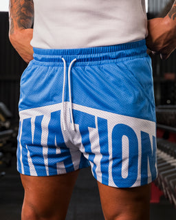 MNation Lay Up 3.5" Shorts Azure Blue - Muscle Nation men's gym shorts