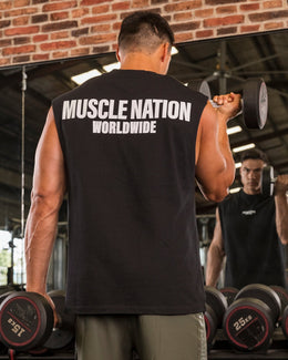 Worldwide Muscle Tank Black - Muscle Nation men's muscle tank