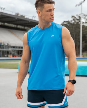 Ventilation Tank - Azure Blue-Singlets & Tanks-S-1124128AZRBLU-S-MNAPPRL35045-1-Muscle Nation