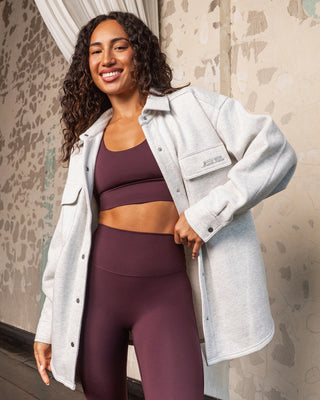 Fleecy Oversized Shacket - Snow Grey Marl-Jackets-XXS-022533SNGRYMR-XXS-MNAPPRL42122-1-Muscle Nation
